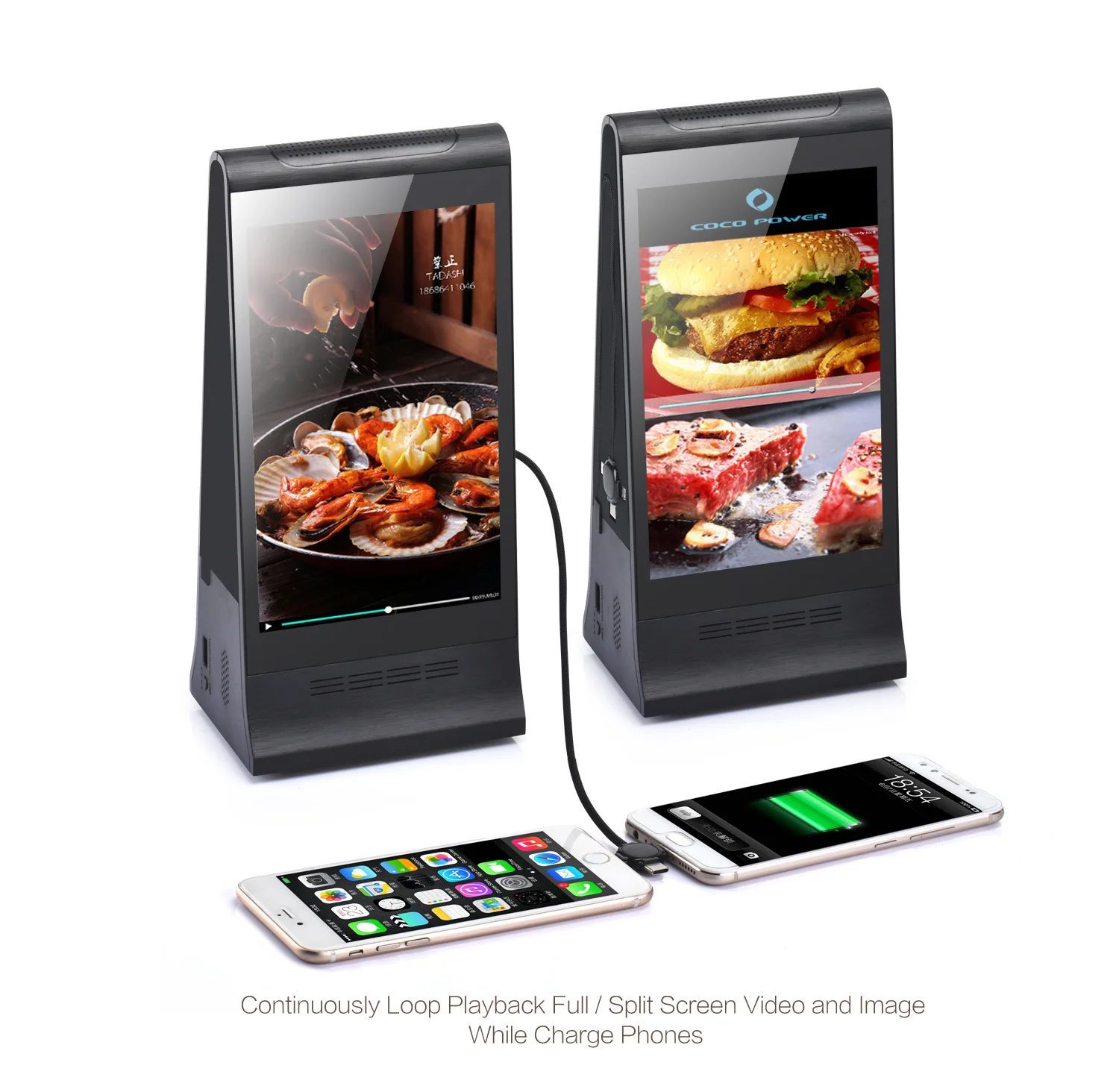7 Inch Android System Advertising Media Player With Phone Charger Automatically Display Pictures VideoS Remote Control By Phone
