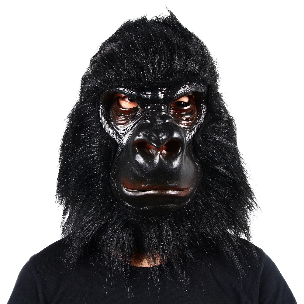 Black Gorilla Latex Mask Adult Full Face Funny Animal Mask Halloween Party Cosplay Costume Props Realistic Headgear