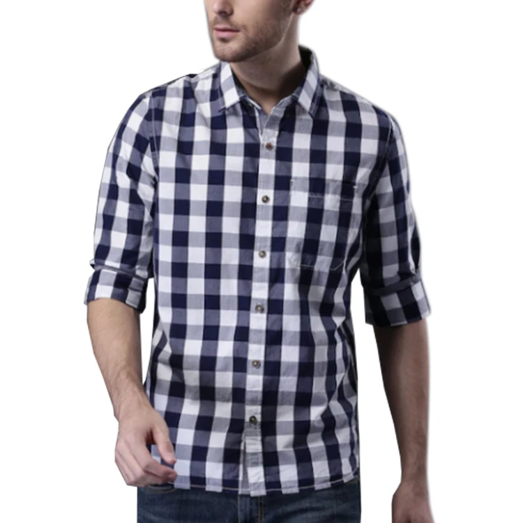 
Wholesale Cheap Men Navy Flannel Shirt With Chest Pocket 