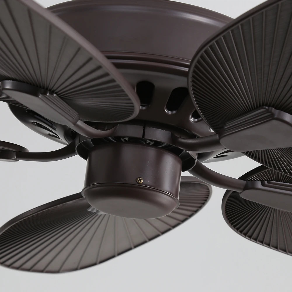 Tropical Ceiling Fan Palm Leaf Rattan Outdoor Decorative Ceiling Fan With Remote Control