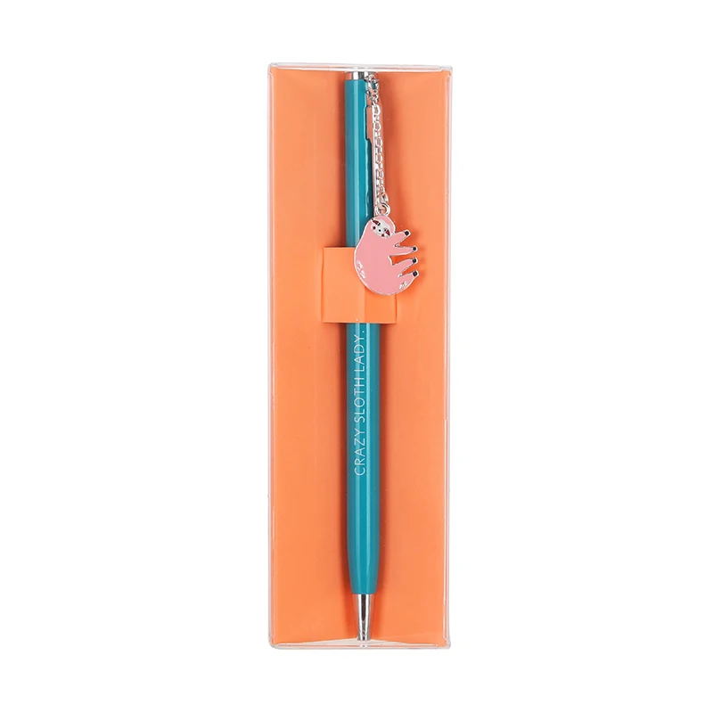 
high quality custom twist action metal sloth pack design 1.0mm black refill ballpoint pens 