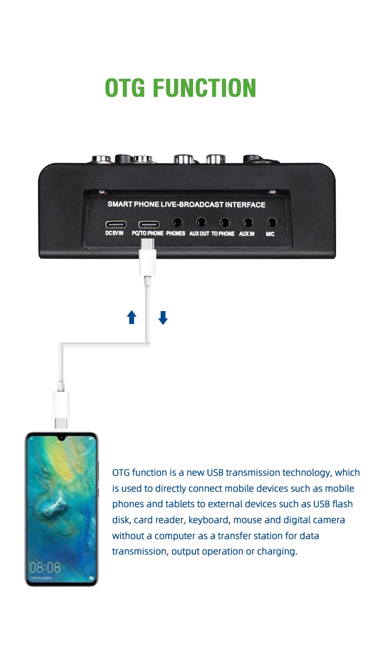 3 channels multifunction usb interface audio studio sound card