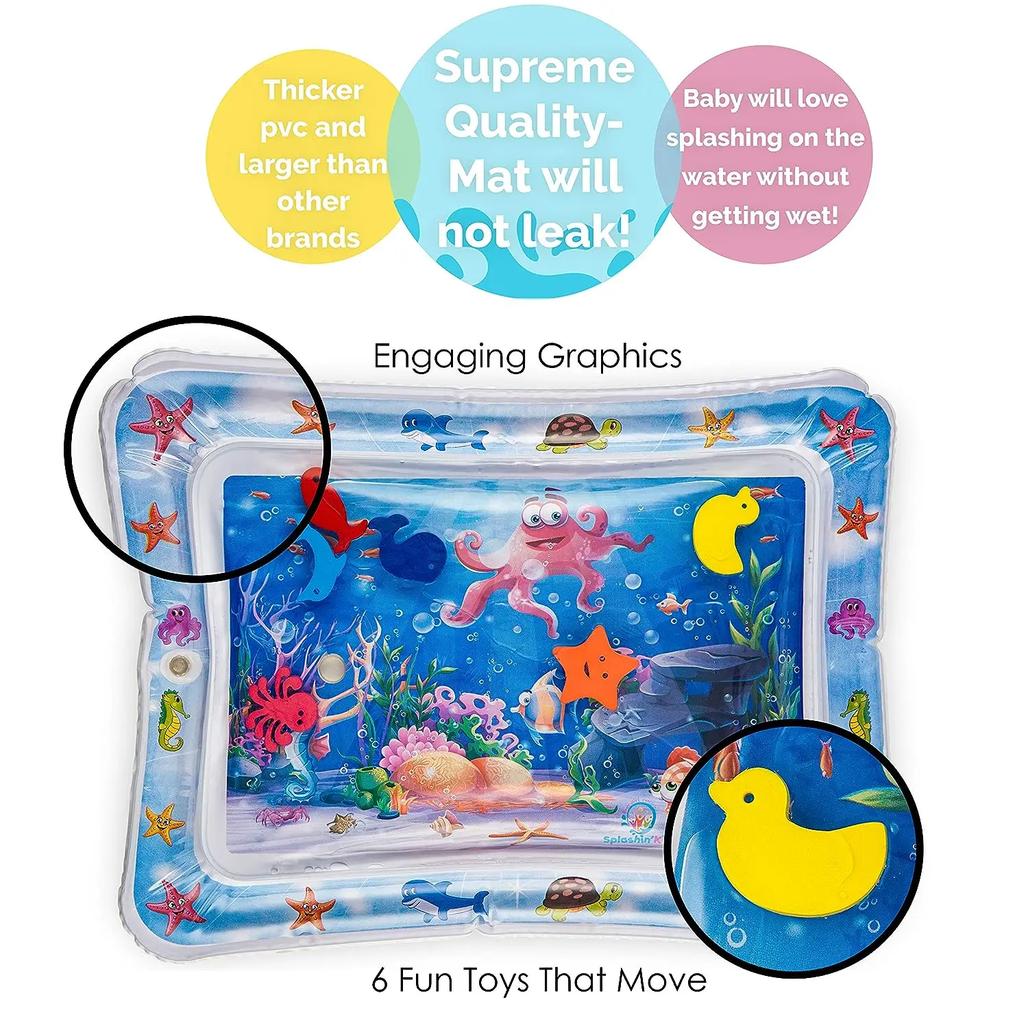 Inflatable baby tummy time water play mat for children inflatable learning play mat for kids  Premium toys