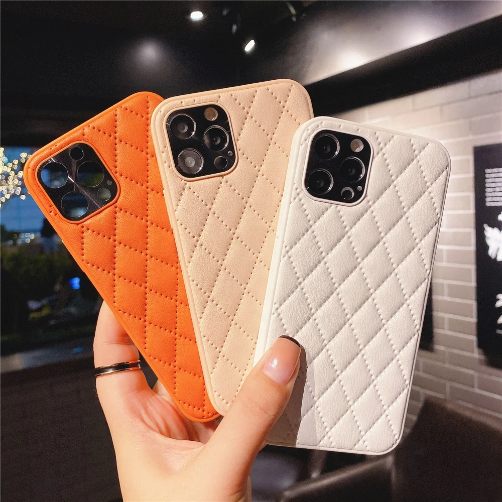 Phone 14 Luxury Colorful PU Leather Precise Metal Camera Women Man Phone Case for Phone 14 13 Pro Max