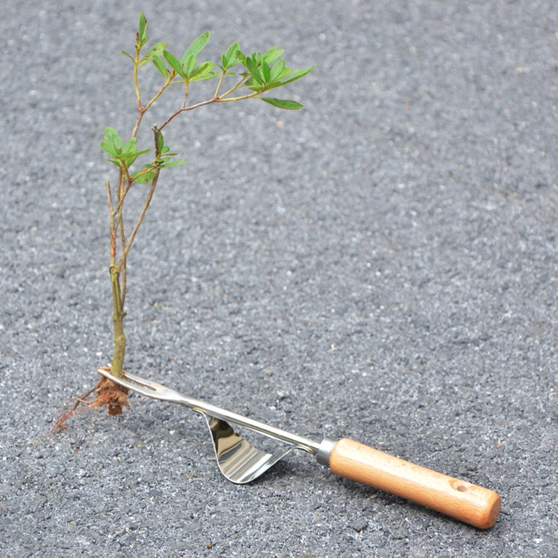  Garden Fork Wood Forked Head Hand Weeder Puller Patio Handle Remove Weeds Shovel Courtyard Trimming Tools
