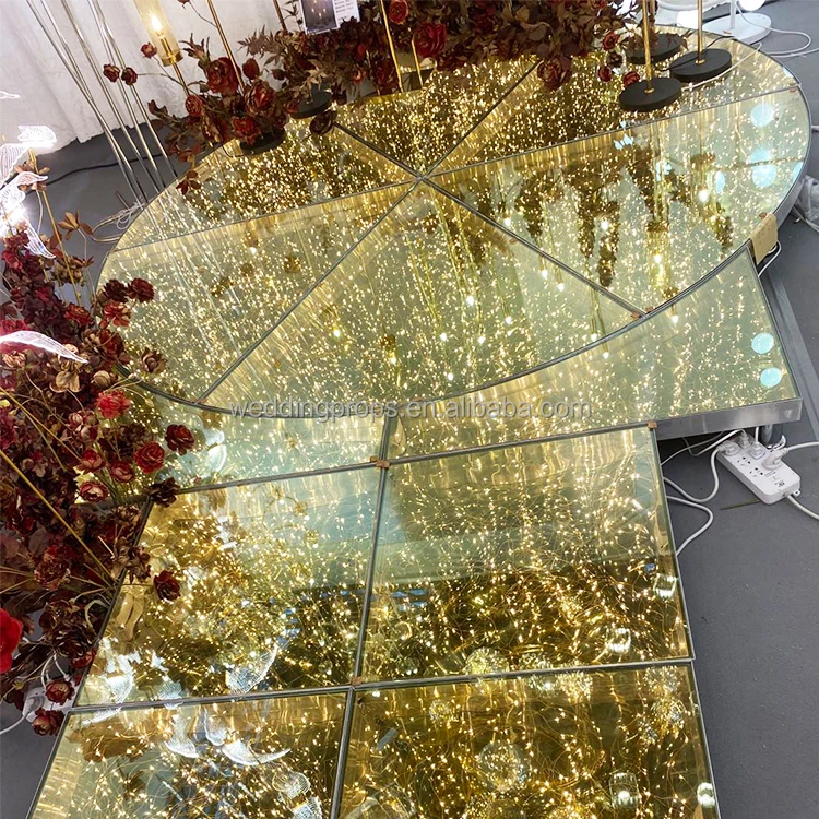 Wedding decor event hall modern circle led dance floor acrylic stage platform