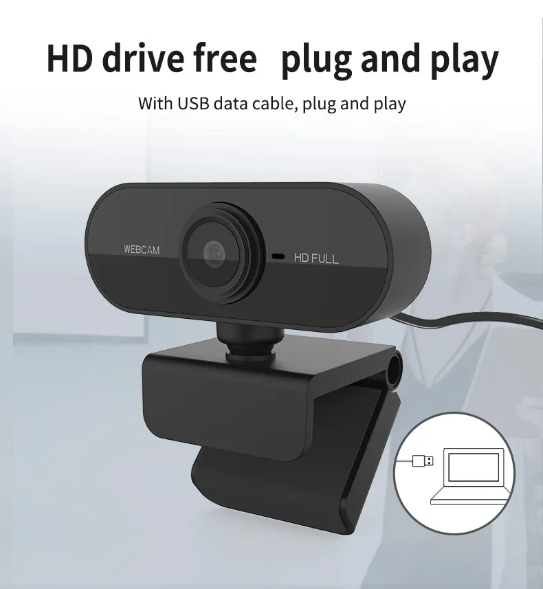 HD 1080P USB веб-камера для мини-компьютера ПК с микрофоном Вращающийся прямой трансляции видео вызов в