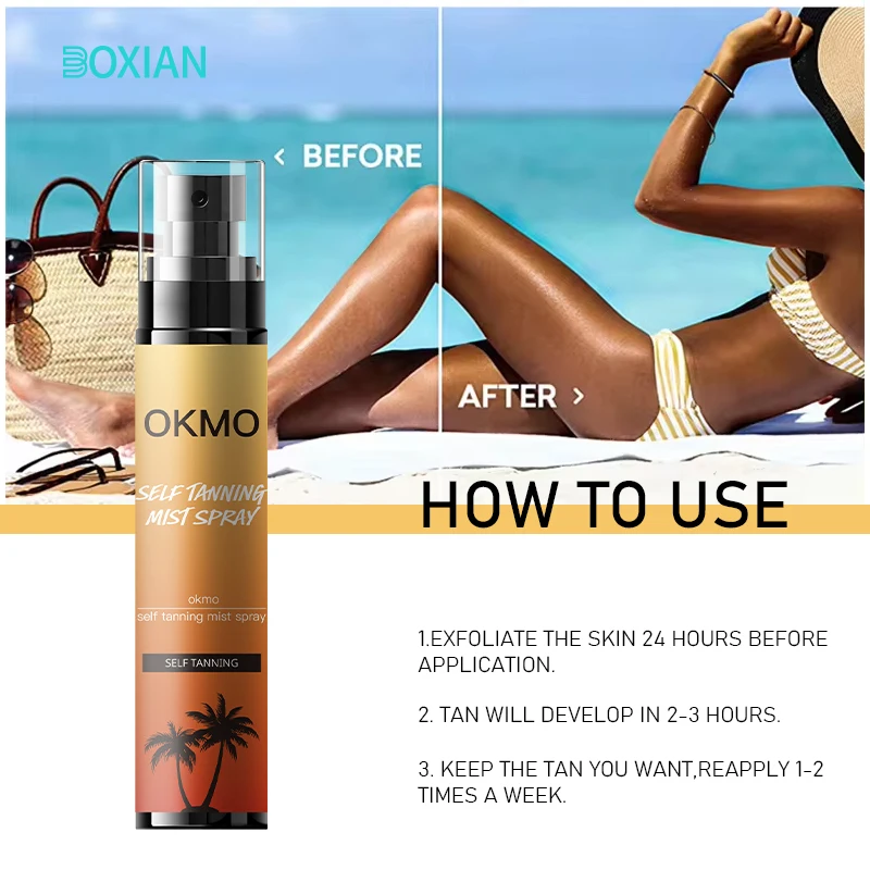 OKMO Customised Private Label Self Tan Mousse Intensive Tanning oil spray Cream Lotion Natural Sunbed Nasal Spray Tanning