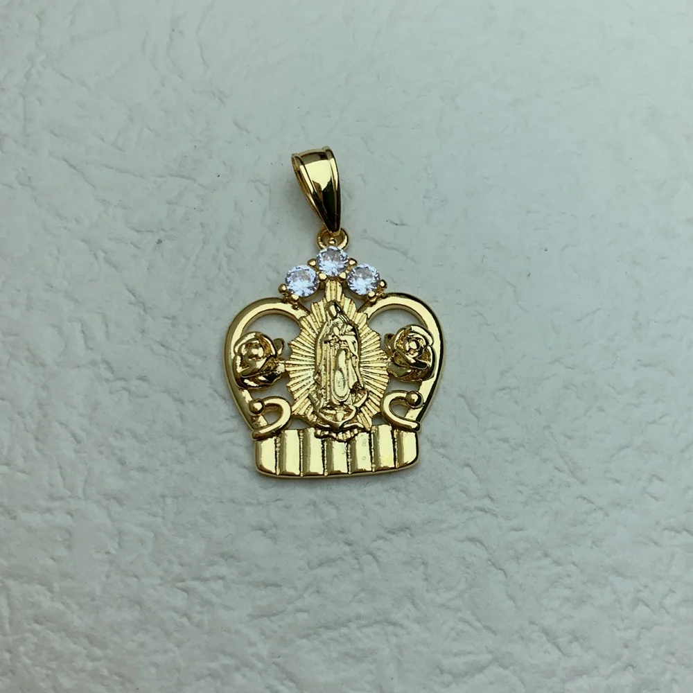 Wholesale Crystal Guadalupe Virgin Mary Pendants Charms For Jewelry Making Women Men Classic Religious Necklace Accessories