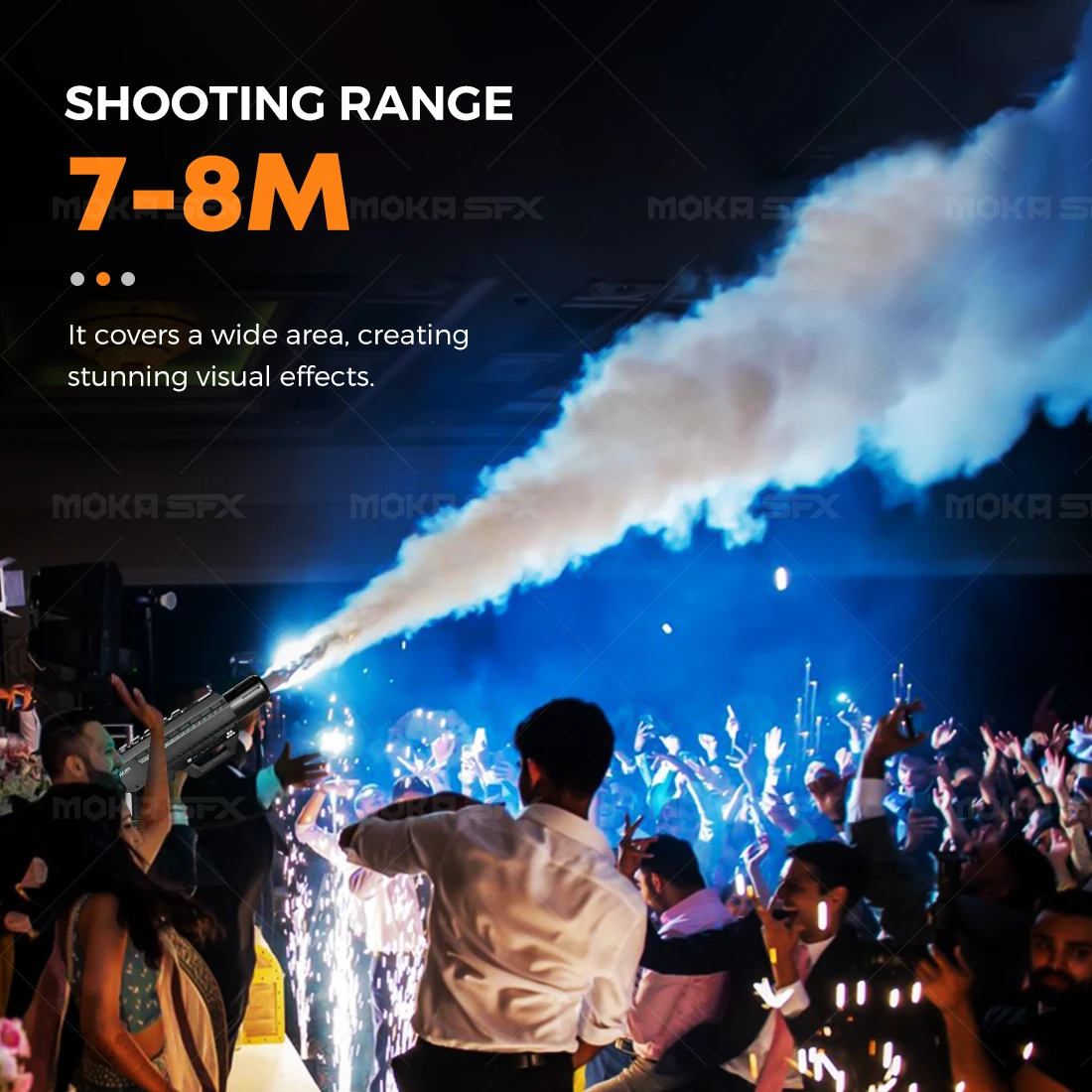 Moka sfx RGB LED Co2 Gun DJ Pistol Spray 7-8M Co2 Jet Fog Machine for Stage Wedding Club