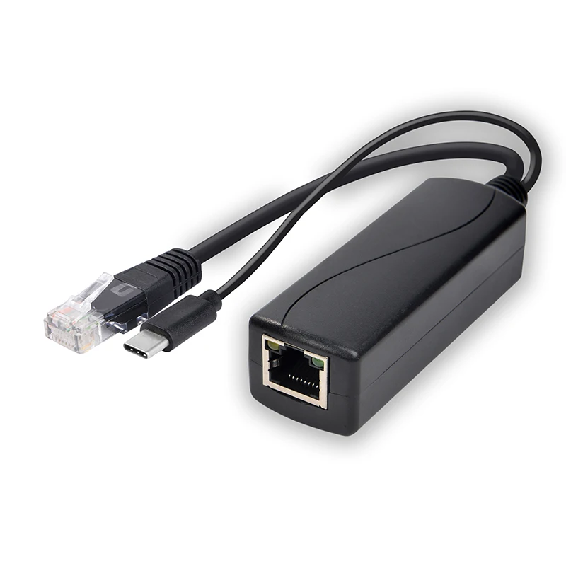Адаптер Ethernet SDaPo PS5712TG сетевой комбайнер RJ45 30 Вт Micro USB C гигабитный 1000 Мбит/с 12 В 2 А сплиттер PoE