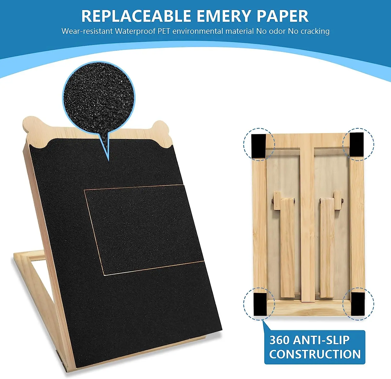 Custom Adjustable Bamboo Wooden Dog Scratch Pad with Hidden Treat Drawer
