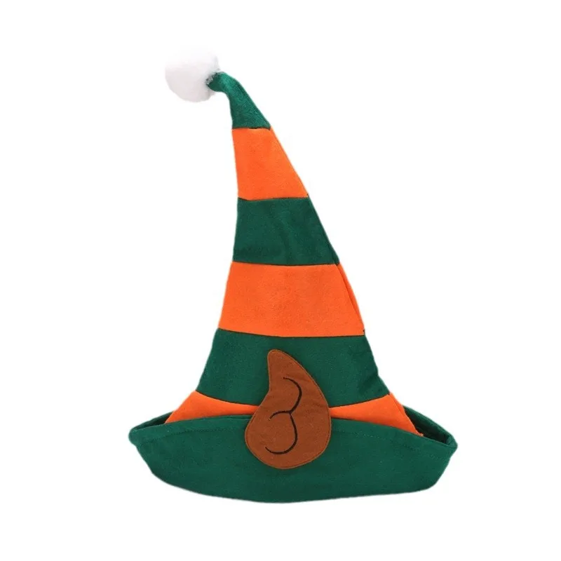 Adult non-woven Santa hat ears Red and orange striped witch hat Elf hat Halloween decorations