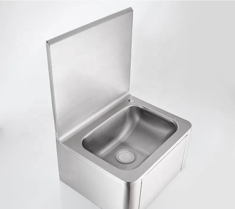 Stainless Steel Hand Washing Sink Wash Basin Knee Contactless Switch Wall Mounted Washbasin Washing Hands In Restaurants