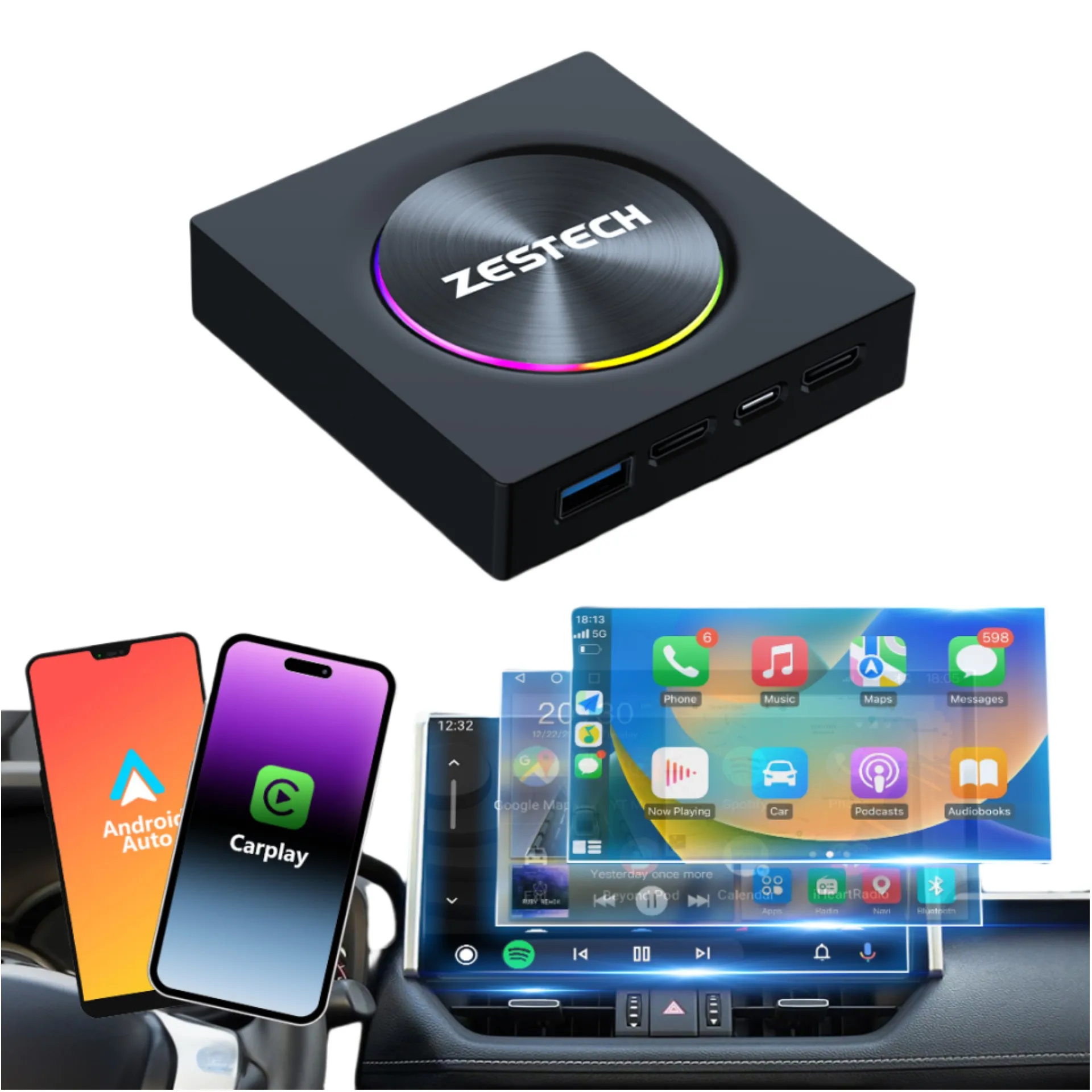 ZESTECH CarPlay 2024 Android 13 автомобильный адаптер
