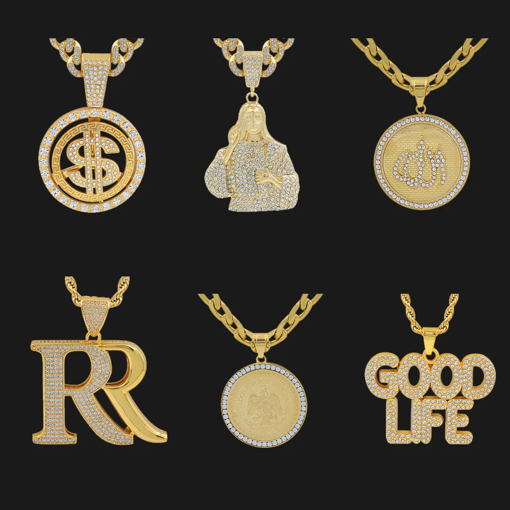 Hip Hop Iced Out 18k Gold Plated Unisex Party Nightclub Fashion Jewelry Pendants & Charms For Necklace