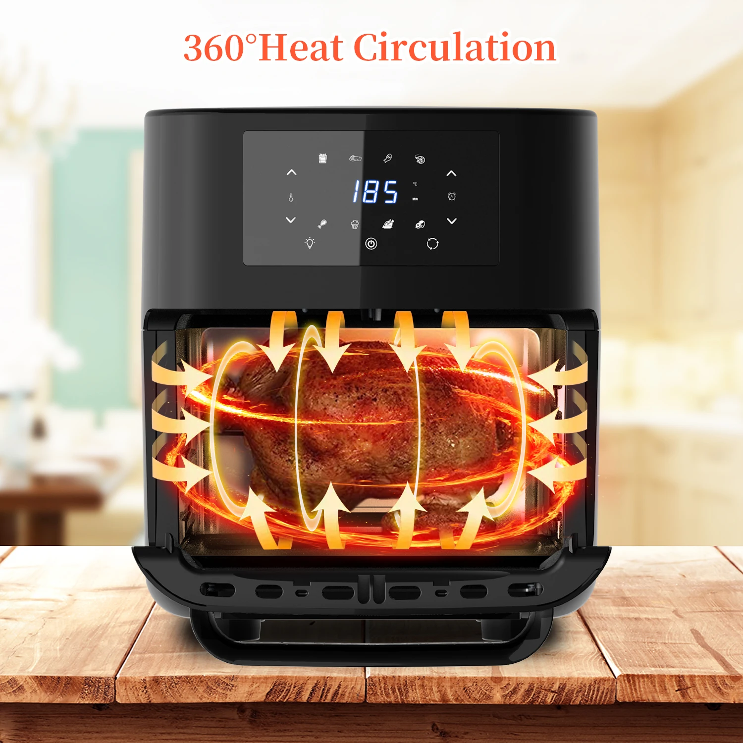 2023 Hot Sales Air Fryer Oven 1700W Digital Display Wholesale Air Vacuum Fryer 12L with Multiple Accessories