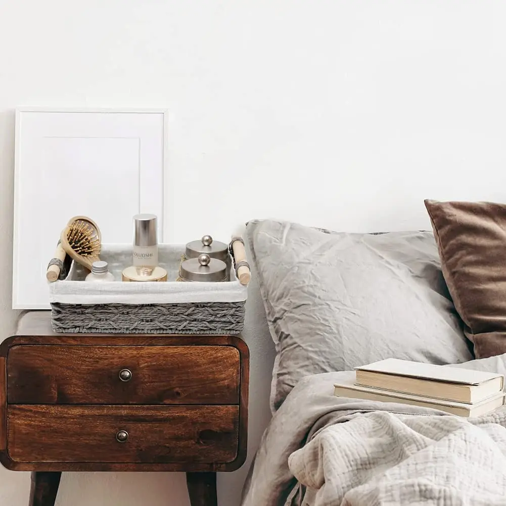 Wicker Baskets for Organizing with Handle Decorative Storage Bins for Countertop Toilet Paper Storage