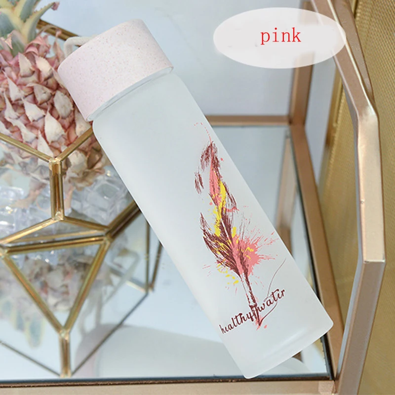 Custom Logo BPA Free Fashion  Popular Frosted Transparent Glass Drinking Water Bottle
