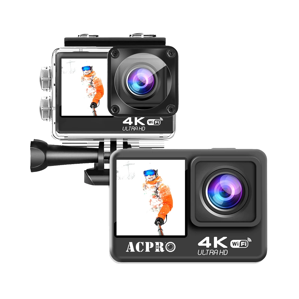 
2021 AllwinnerV316 IMX 386 4K 60FPS 24MP Dual Screen Waterproof Sports 4K Action Camera 
