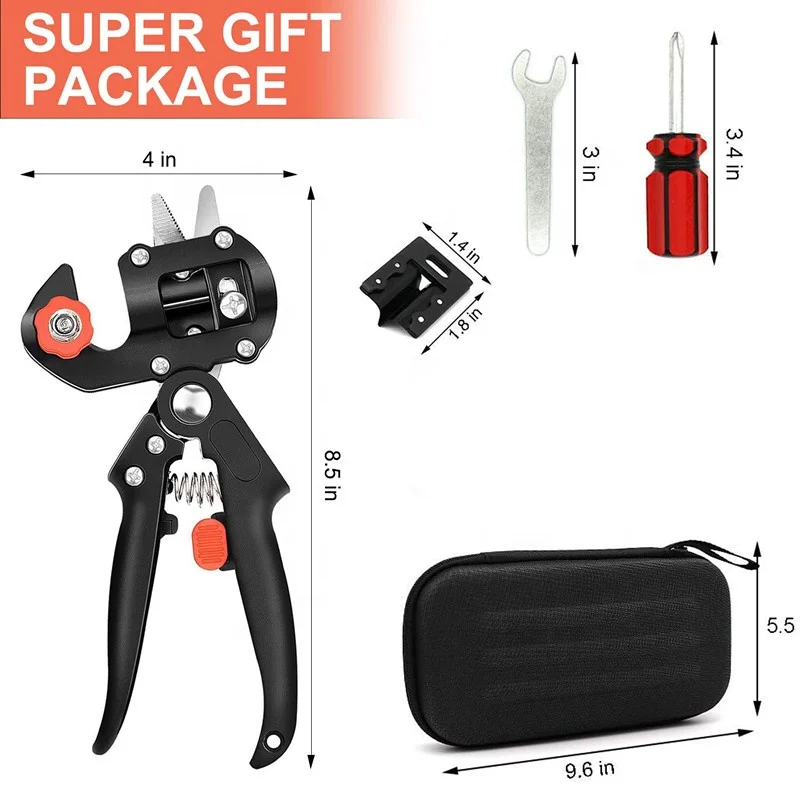 2 in 1 Garden Grafting Tools Pruner Kit with V-Graft/U-Graft Plant Branch Vine Fruit Tree Cutting Tool Kits Scissors