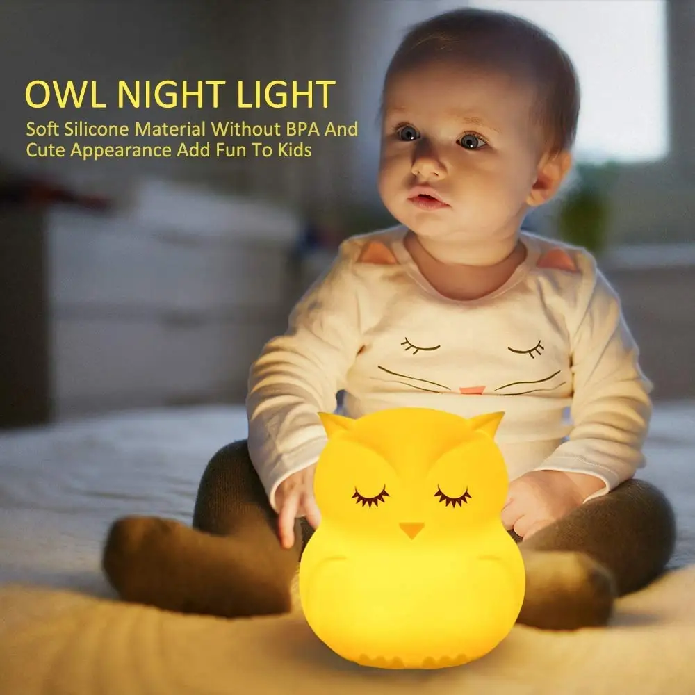 LED Cute Cartoon Night Light USB Rechargeable Night Lamp Touch Sensor Silicone Baby Nursery Light Lamp for Kids Bedroom Decor