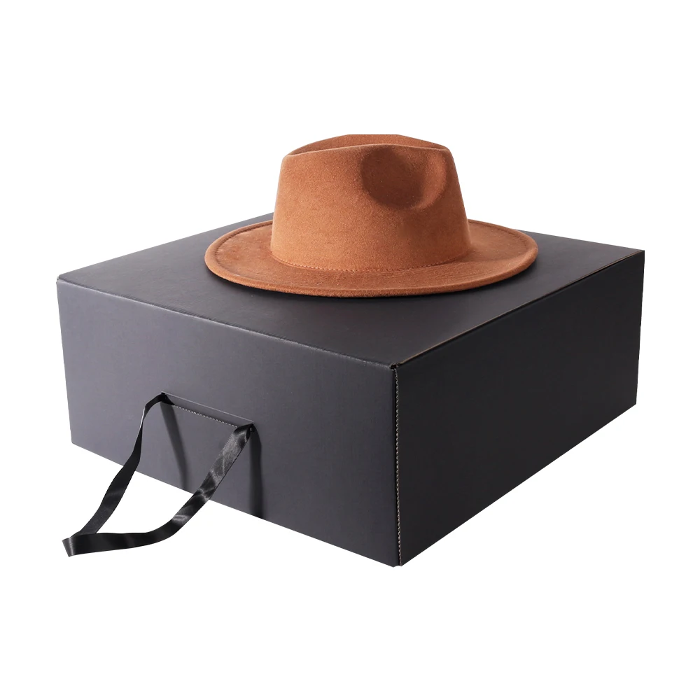 Custom Logo kraft paper snacap hat packaging wholesale mailer corrugated shipping box with handle