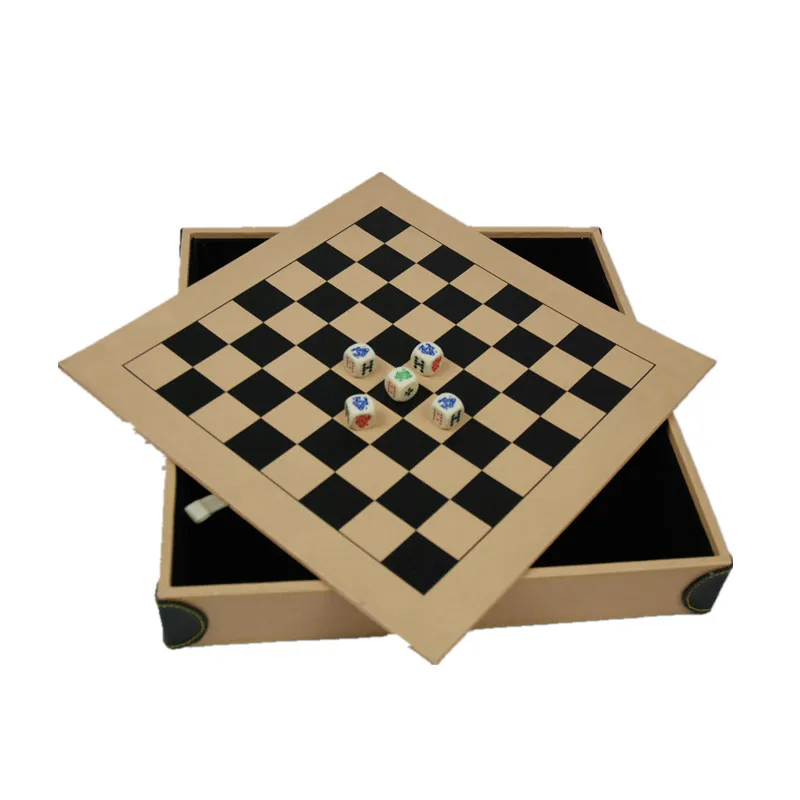 Custom PU Leather Chess Board Square Chess Checker Game Set