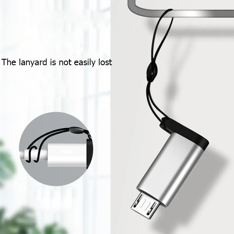 Переходник OTG с разъемом Type-c «Мама» на micro usb «папа» ремешком