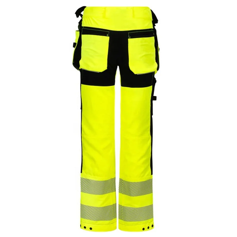 Hi-Vis Stretch Trousers for Women Airport Safety Work Pants with Segmented Reflective Tape