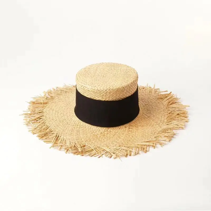 
Trendy Brand Design Women Lady Raffia Hat with Frayed Brim 