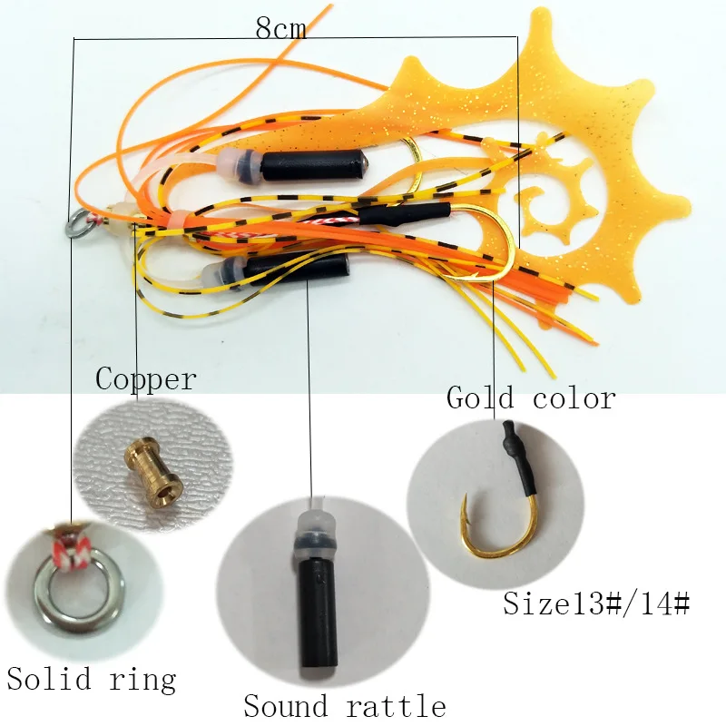 Newbility DIY Fishing Tackle Colorful Luminous Silicone Fishing Jig Rubber Skirt with Hooks