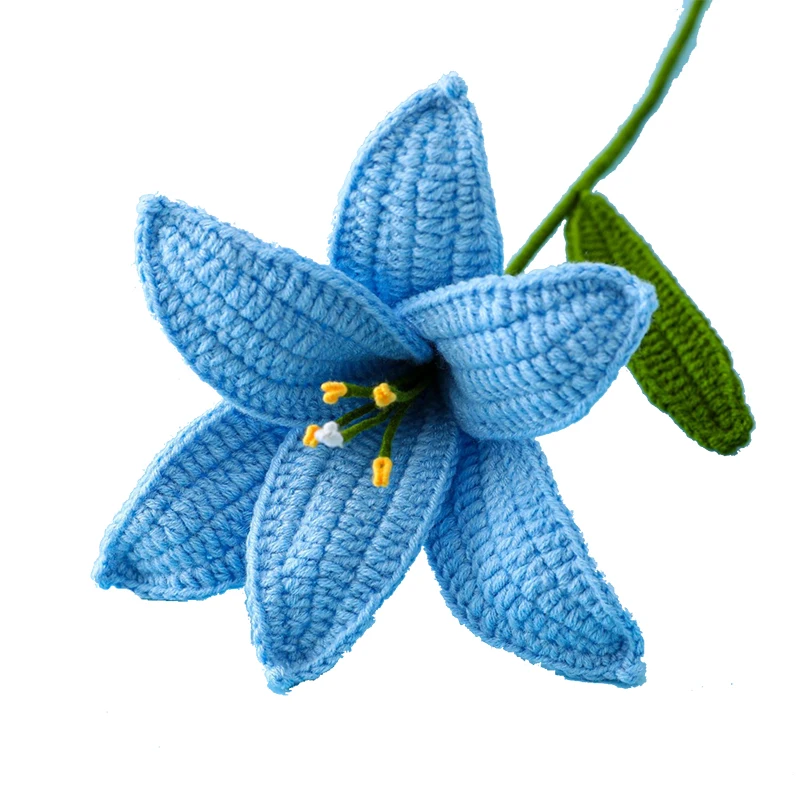 fashion design wholesale wool knitted lily applique hand crochet flower