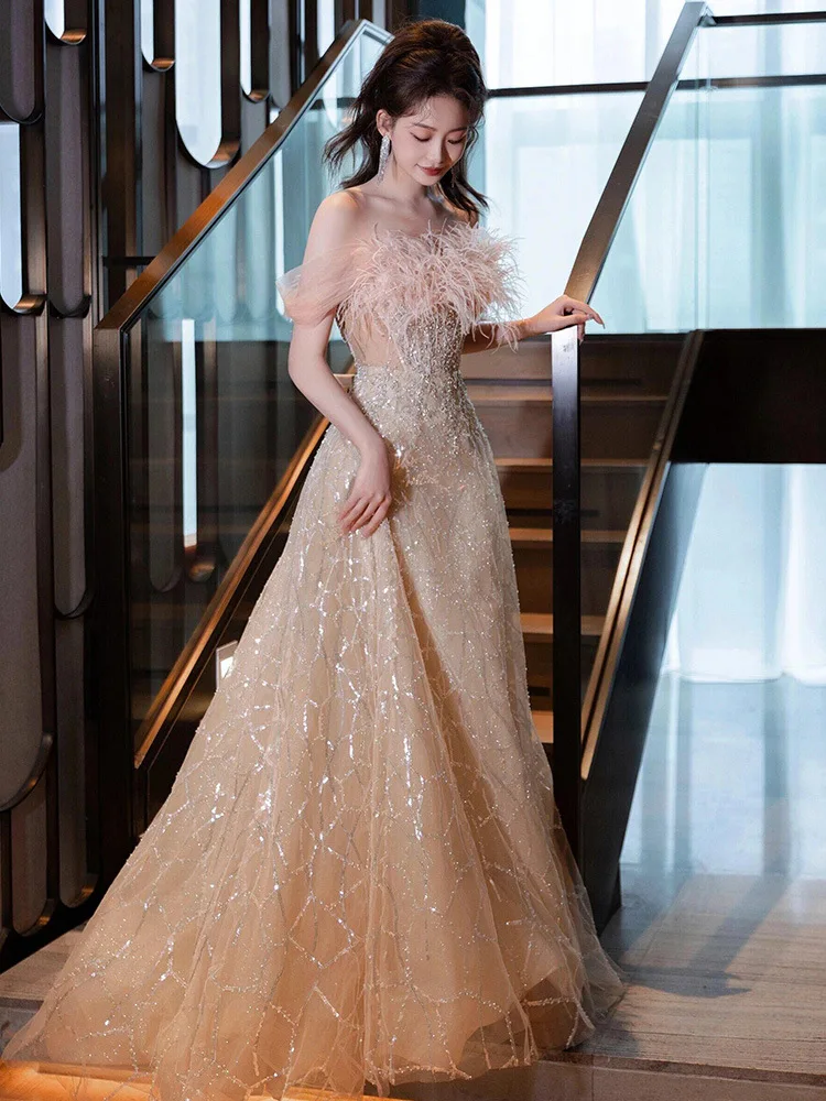 ZX-3060 Mermaid Silhouette Wedding Dress Classic Fashionable Temperament Banquet Evening Gown Chapel Chiffon