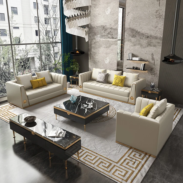 Italian design Leather sofa set elegant luxury art lounge chesterfield sofa set furniture italian design modern 3 seater sofas