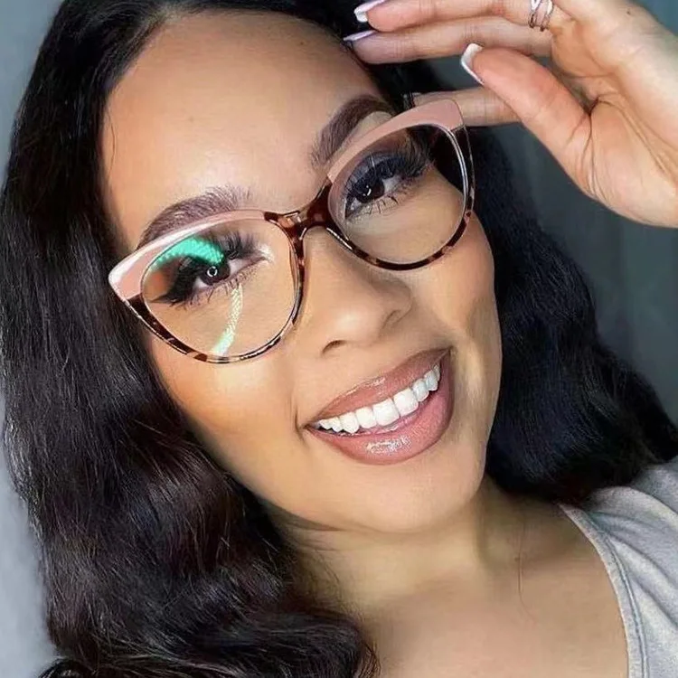 Customized Logo Fashion Clear TR90 Cateye Frames Anti Blue Light Blocking Glasses Eyeglasses For Women