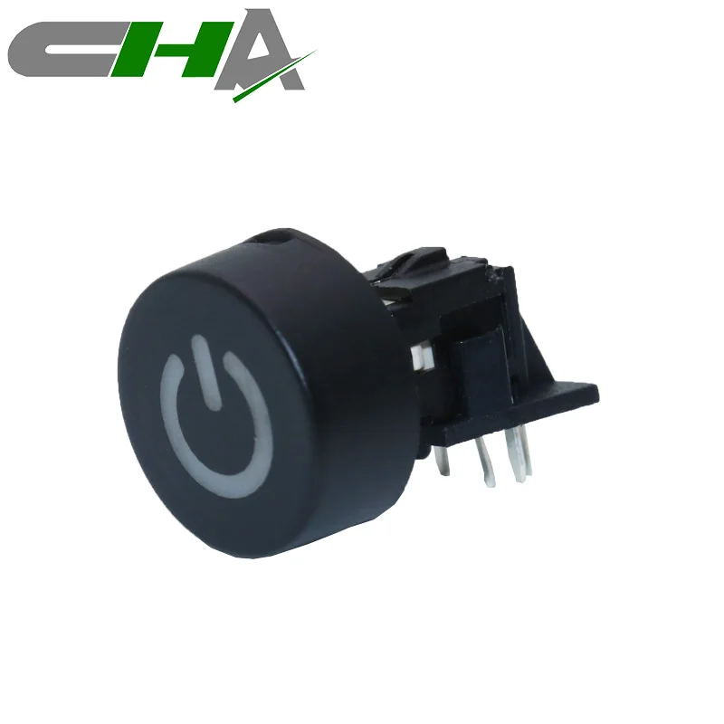 CHA C601 Series 12 volts Right Angle Type 12v 12mm LED Illuminated waterproof mini Push Button Switches tactile switch with cap