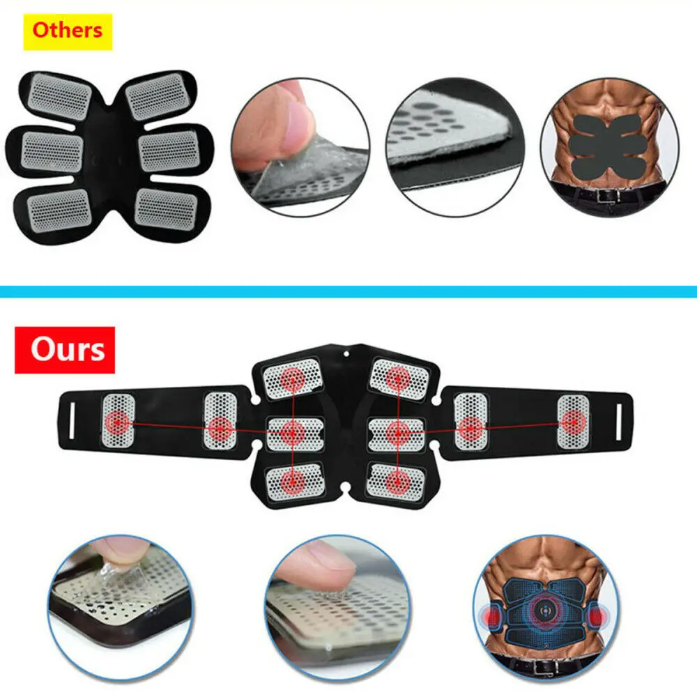 ABS Abdominal Muscle Trainer EMS Stimulator Toning Belt Smart Fit Training Set