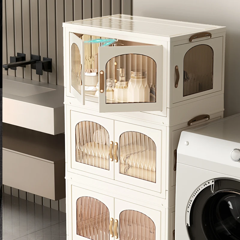 China Factory OEM Online Shopping Magnet Three Door Open Collapsible Foldable Plastic Storage Boxes With Wheels