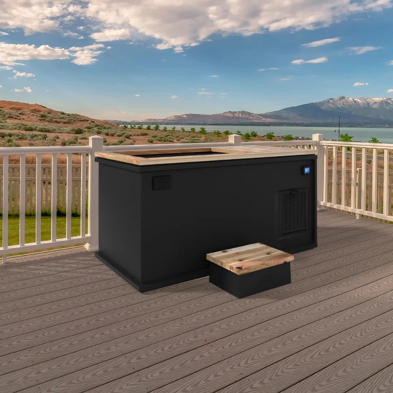 Athlete Recovery All In One Wooden Stainless Steel Liner Ice Bath Cold Plunge Tub With Water Chiller and Cover