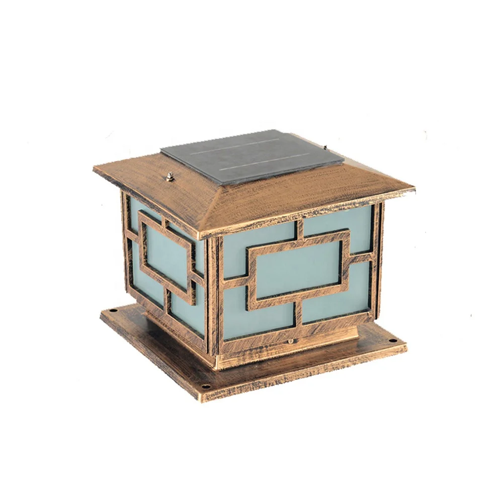 
6w black aluminum body material Fence post lights gate home waterproof solar pillar lamp 