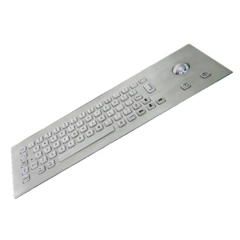Metal kiosk keyboard with trackball and USB/PS2 interface