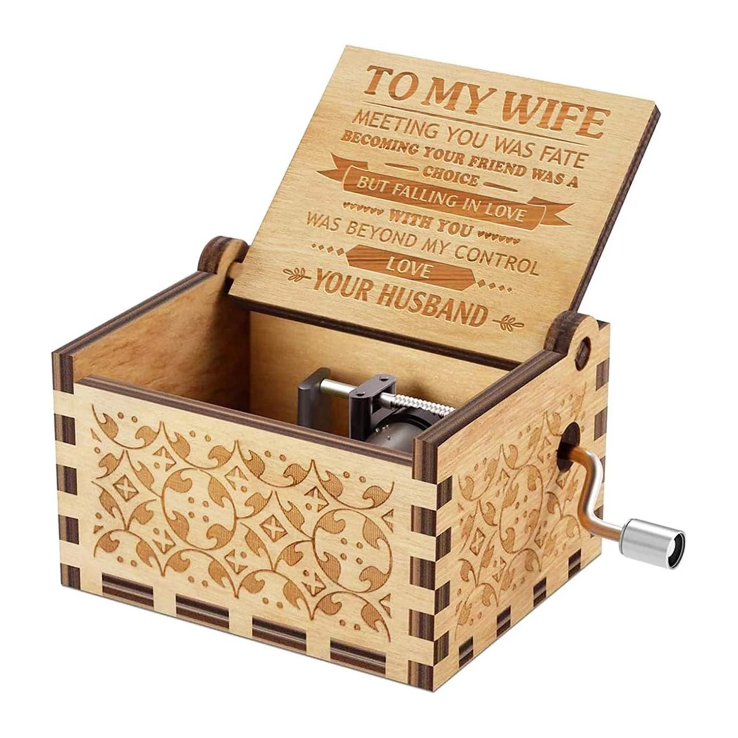 Romantic Birthday Music Box Christmas Gift Wooden Hand Crank Musical Box