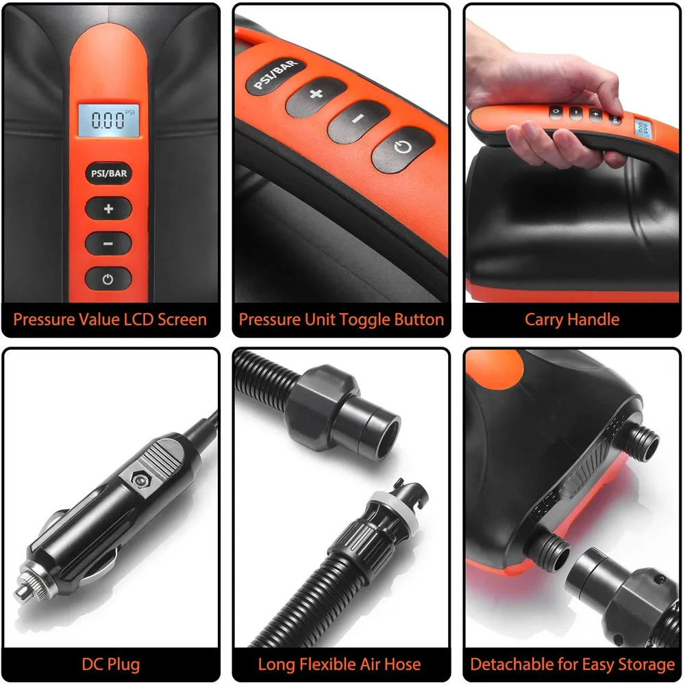 20 Psi Quick Inflate&Deflate Pump Inflatable Paddle Boards Kayak SUP Electric Air Pump