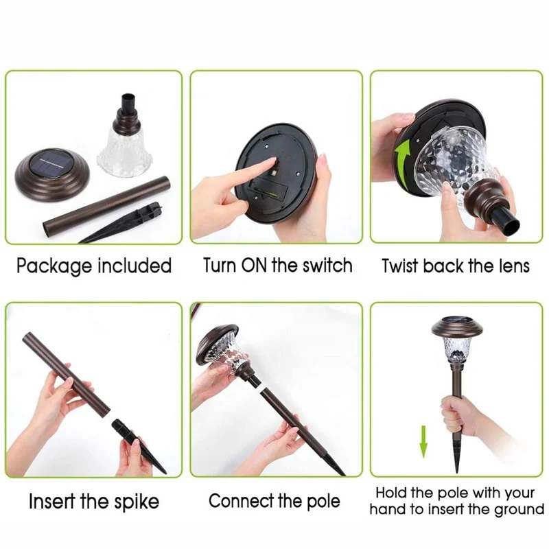 LED Solar Lamps Outdoor Garden Decoration Lawn Light Waterproof for Gazebo Villa Yard Path Landscape Solar Garden Lawn Lamp