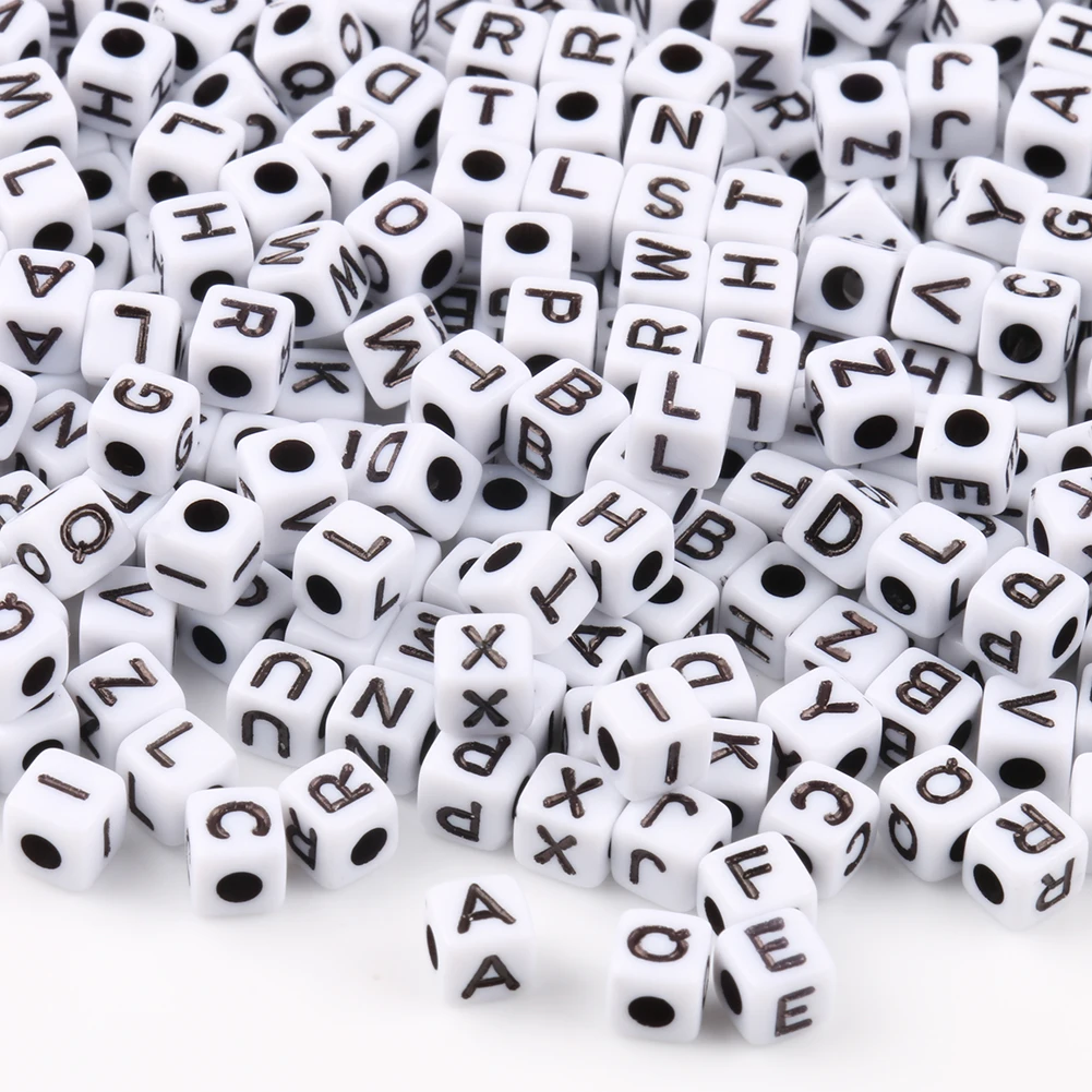 Wholesale 5MM Square Shape White/Colorful/Black/Gold Acrylic Letters Alphabet Beads For DIY Jewelry