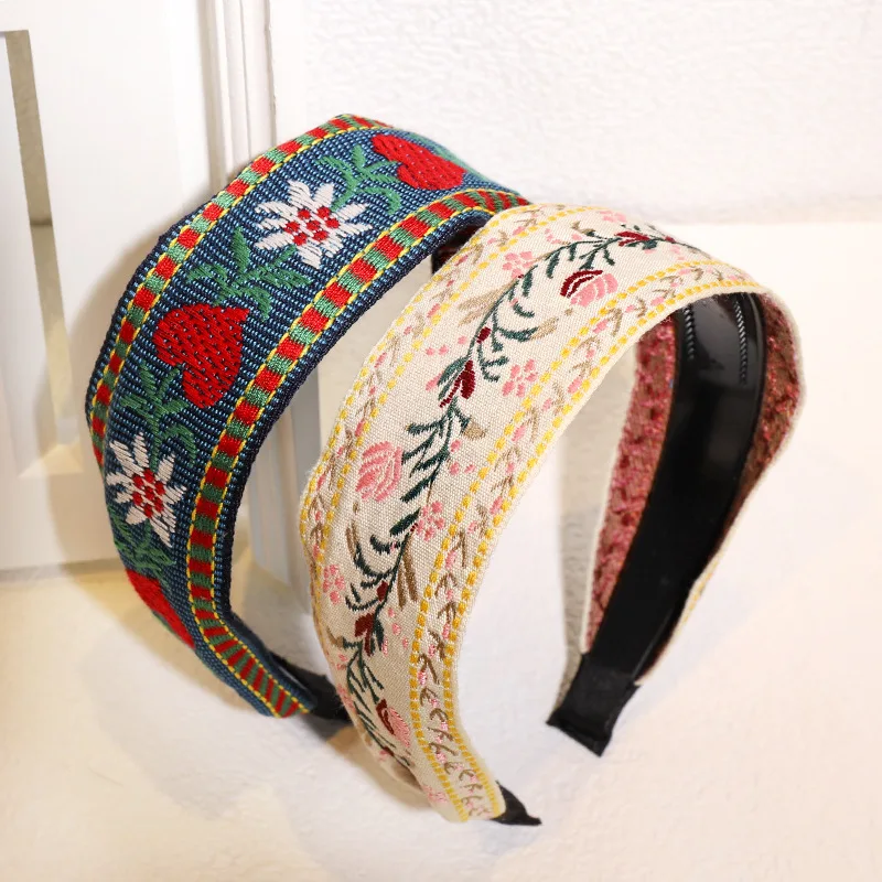 Hot selling Bohemian embroidery retro ethnic style with teeth non-slip headband