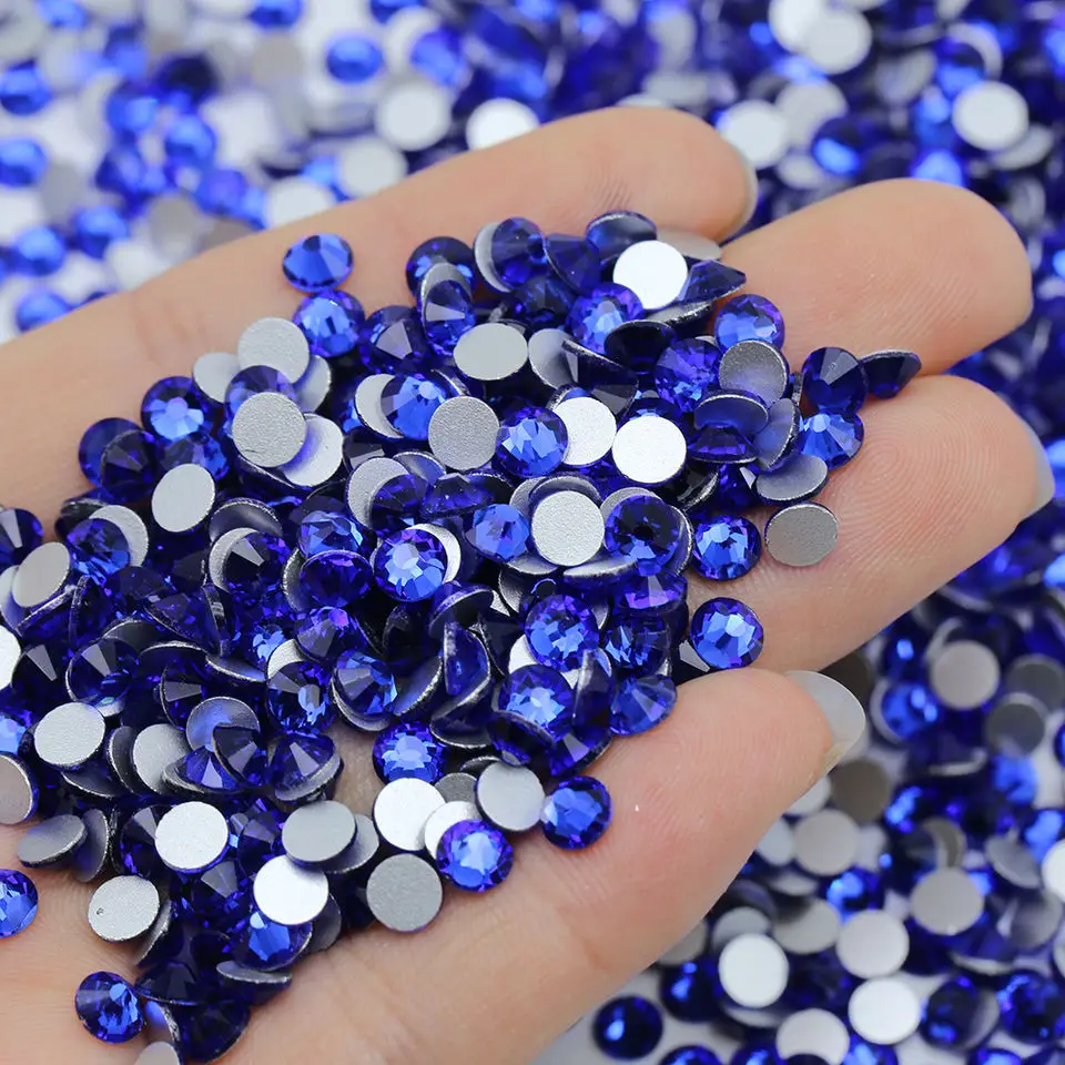 SS6 8 10 12 16 20 30 NAVY BLUE Hotfix Iron On Rhinestone Glass Strass Applique Flatback Crystal Stone For Dance Dress