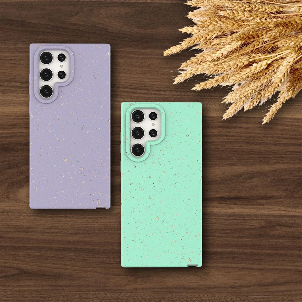 Eco Friendly Recycled Smartphone Case Full Biodegradable Fiber Wheat Straw  Cell Phone Cover For Samsung Galaxy S22 Ultra
