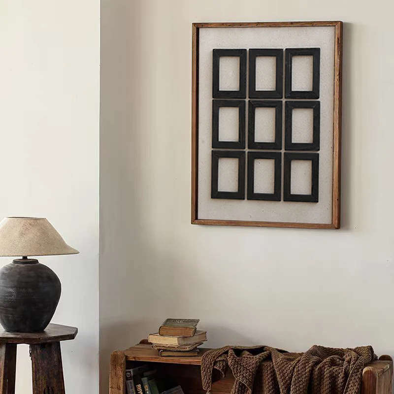 Artistic Design Wall Decor Square Painting Wooden Frame Picture for Interior Living Room Bedroom Home Wall Decoration